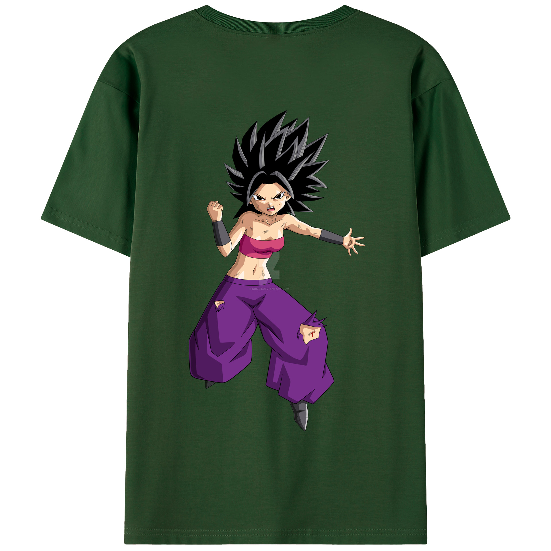 （画像用） ドラゴンボール カリフラ DRAGON BALL Caulifla 綿100％半袖Tシャツ（背面プリント）